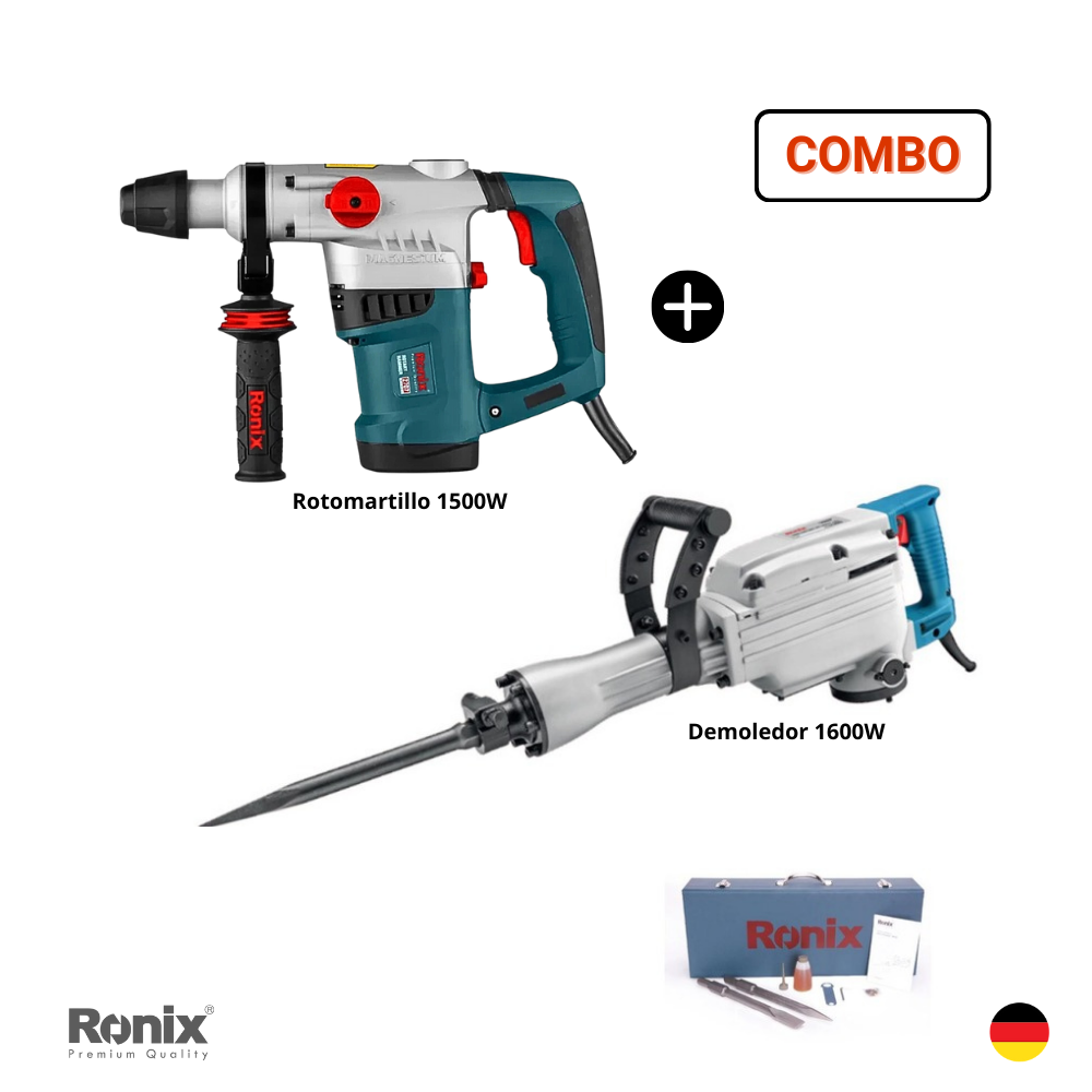 RONIX PERU SAC (66) Combo Ronix Rotomartillo 1500W + Martillo Demoledor 1600W - Imagen 1