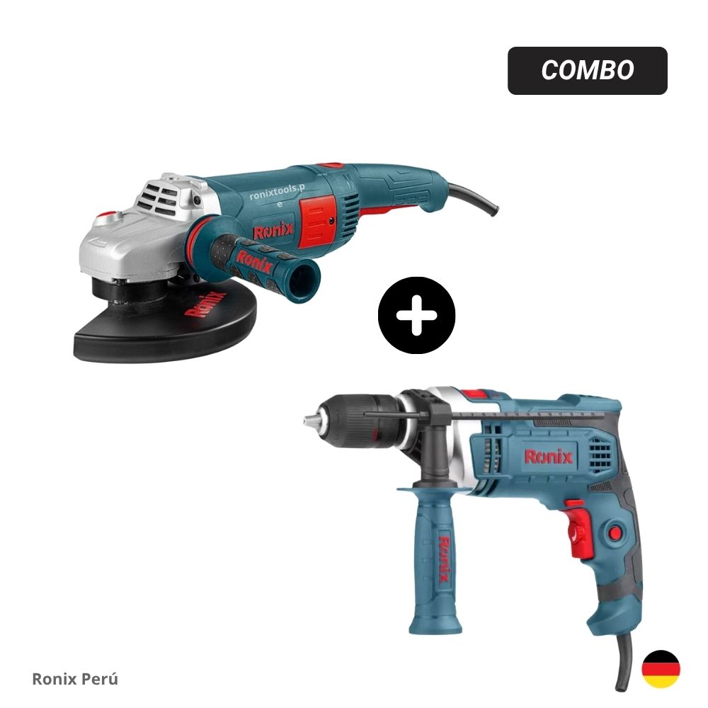Ronix Perú (21) Amoladora Ronix 9″ 2400W + Taladro Percutor 1/2″ 750W - Imagen 1