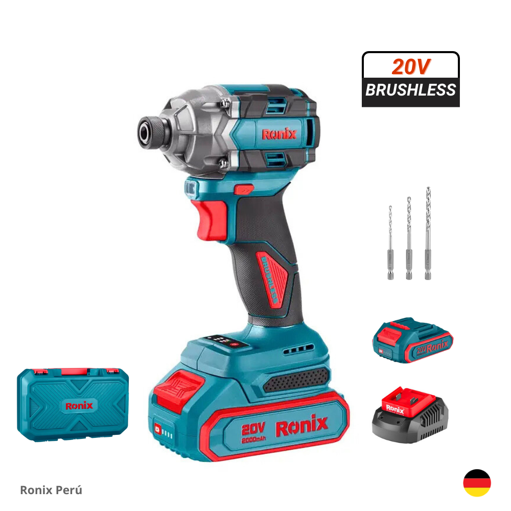 RONIX PERU SAC (52) Atornillador De Impacto 1/4" 20V 2Ah Brushless RONIX 8671 Industrial - Imagen 1