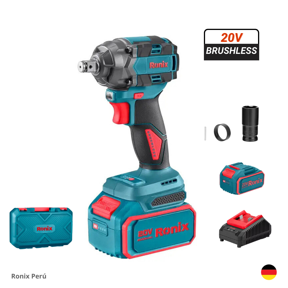 RONIX PERU SAC (53) Llave De Impacto 1/2" 20V 4Ah Brushless RONIX 8672 Industrial - Imagen 1