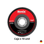 Disco Flap Zirconio 4.5" 115x10 mm T29-P40 Caja x10 Und RONIX RH-3770T INDUSTRIAL